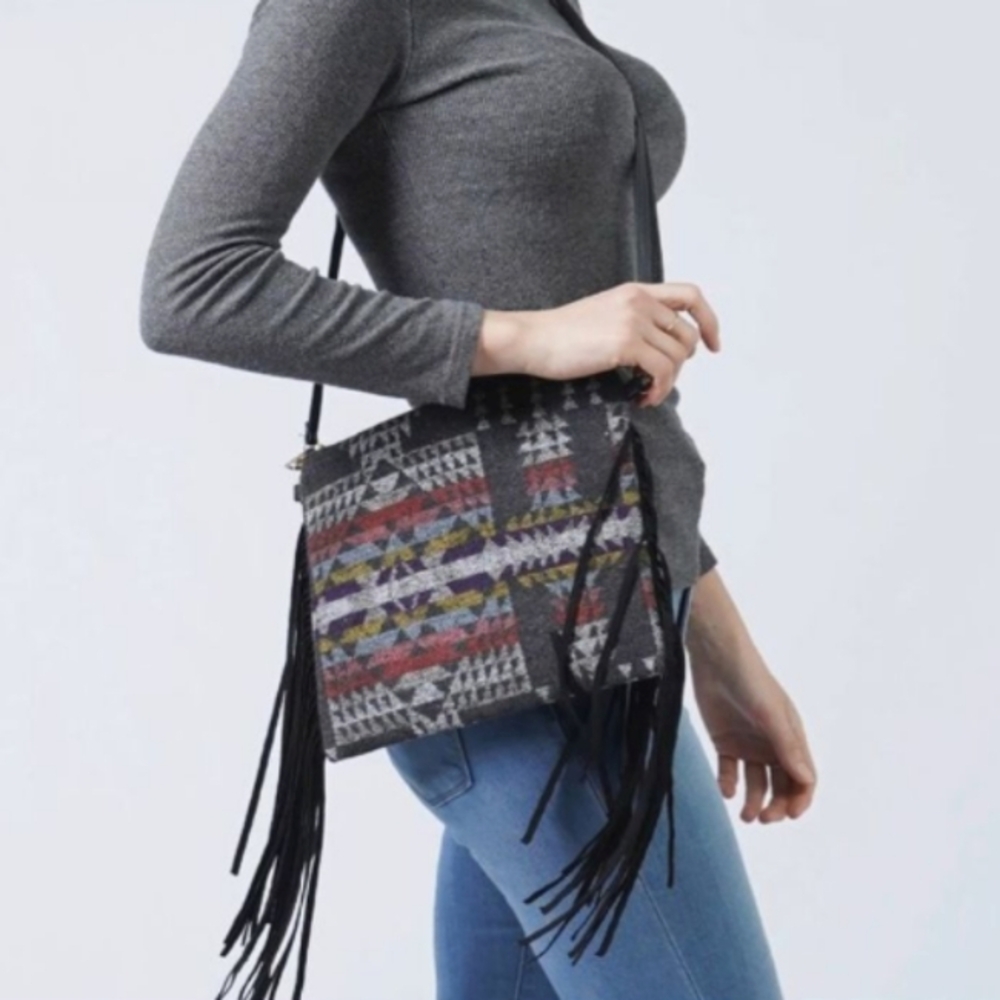 L.I.B. New York Western Boho Multiwear Bag with Fringe NWT